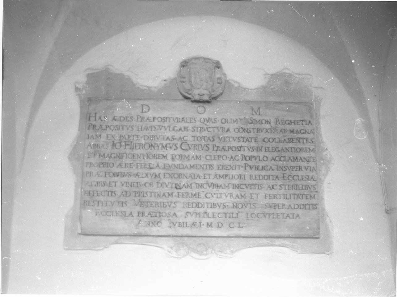 lapide documentaria, opera isolata - bottega italiana (metà sec. XVII)