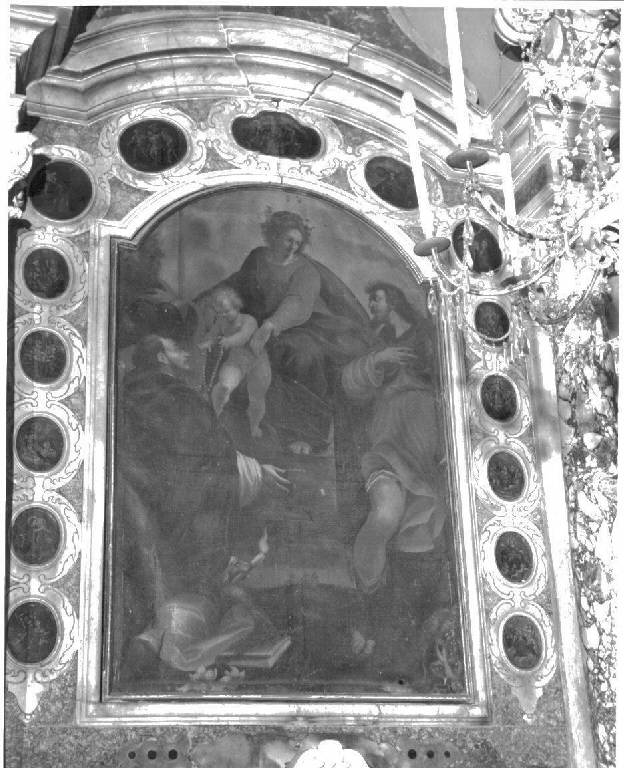 Madonna del Rosario con San Domenico e San Rocco (dipinto, elemento d'insieme) - ambito italiano (sec. XVIII)