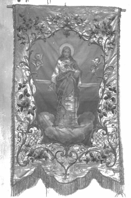 Sacro Cuore di Gesù (stendardo processionale, opera isolata) - manifattura ligure (sec. XIX)