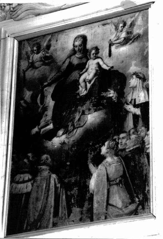 Madonna del Rosario con San Domenico e Santa Caterina da Siena (dipinto, opera isolata) - ambito genovese (ultimo quarto sec. XVI)