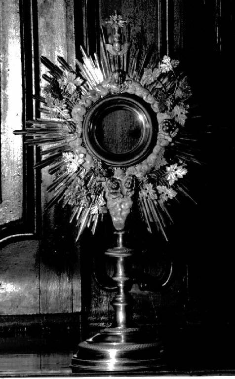 ostensorio - a raggiera, opera isolata - bottega ligure (fine/inizio secc. XVIII/ XIX)