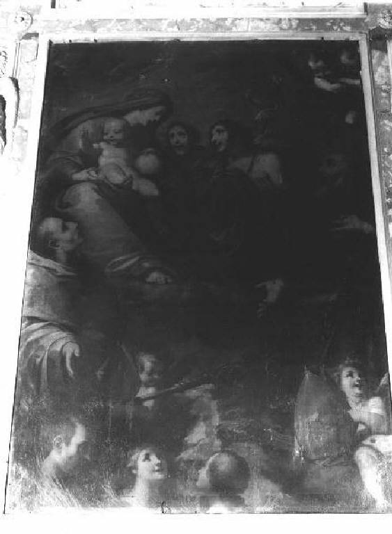 Madonna con Bambino tra San Francesco, San Giovanni Battista, Sant'Antonio Abate e San Bernardo/ anime purganti (dipinto, elemento d'insieme) di Benso Giulio (attribuito) (prima metà sec. XVII)