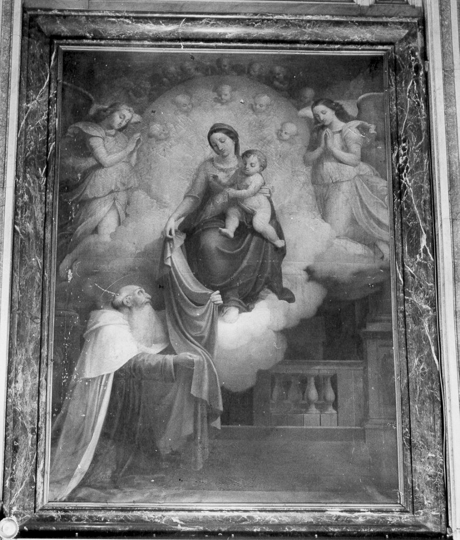 San Simone Stock riceve dalla Madonna lo scapolare (dipinto, opera isolata) di Pianello Giambattista (attribuito) (metà sec. XIX)