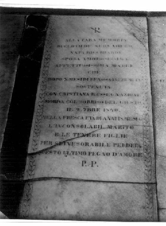 lapide tombale - bottega ligure (prima metà sec. XIX)