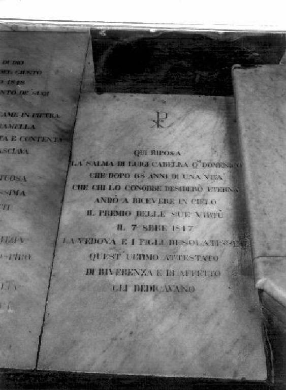 lapide tombale - bottega ligure (prima metà sec. XIX)