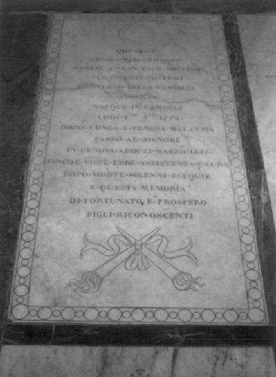 lapide tombale - bottega ligure (prima metà sec. XIX)