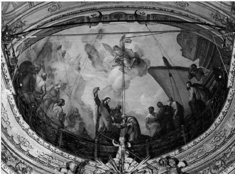 Cristo consegna le chiavi a San Pietro (dipinto) di Galeotti Giuseppe (attribuito) (seconda metà sec. XVIII)