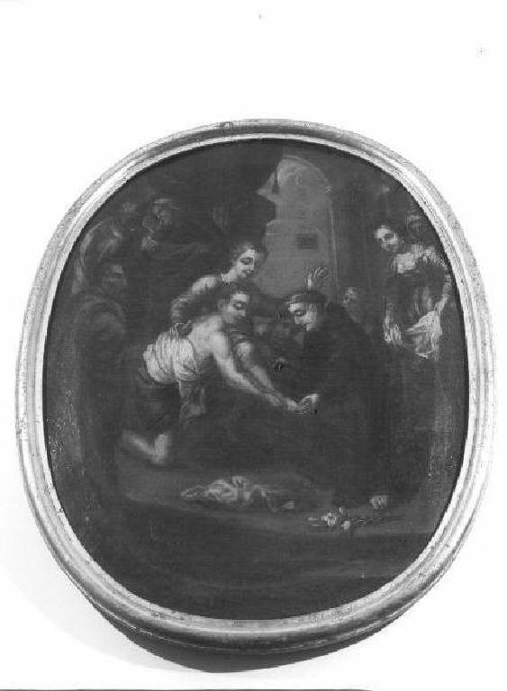 Sant'Antonio da Padova e il miracolo del riattaccamento del piede (dipinto) - ambito ligure (sec. XVIII)