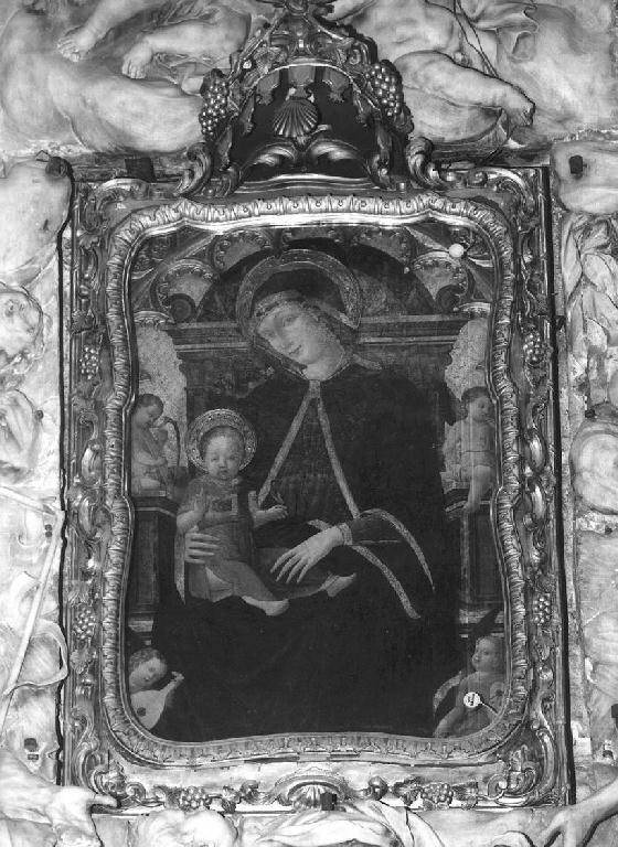 Madonna con Bambino e angeli musicanti (dipinto) di Mazone Giovanni (seconda metà sec. XV)