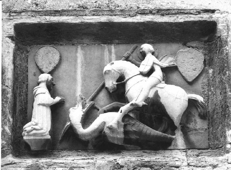 San Giorgio e il drago (rilievo) - bottega liguro-lombarda (secc. XIV/ XV)