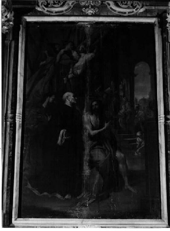 S.Francesco/ San Giovanni Battista/ San Mauro/ Presentazione di Maria Vergine al Tempio (dipinto, elemento d'insieme) di Fiasella Domenico detto Sarzana (secondo quarto sec. XVII)