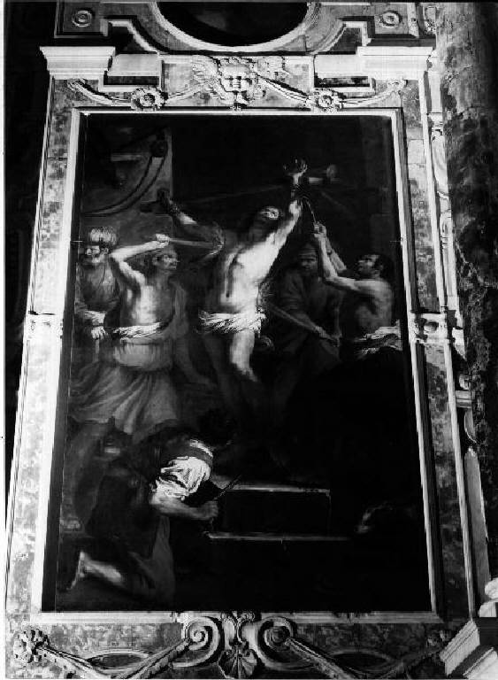 San Clemente straziato con uncini di ferro (dipinto) di Carlone Giovanni Battista (seconda metà sec. XVII)
