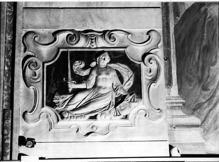 Virtù (rilievo) di Porta Giovanni Giacomo, Casella Giovanni Domenico detto Scorticone (prima metà sec. XVII)