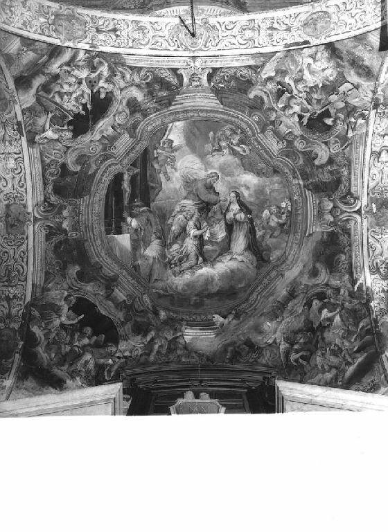 Comunione di Santa Caterina da Siena (dipinto) di Carlone Giovanni Battista (attribuito), Brozzi Paolo (attribuito) (ultimo quarto sec. XVII)