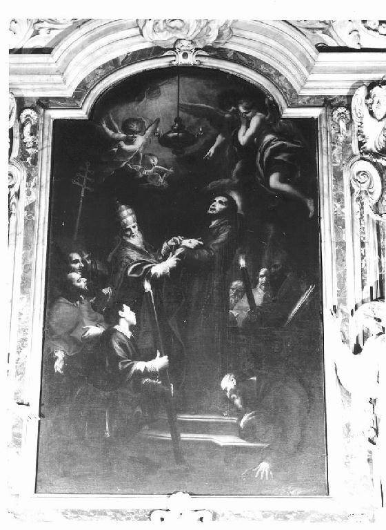 GREGORIO IX VENERA LE STIMMATE DI SAN FRANCESCO (dipinto) di Piola Domenico (sec. XVII)