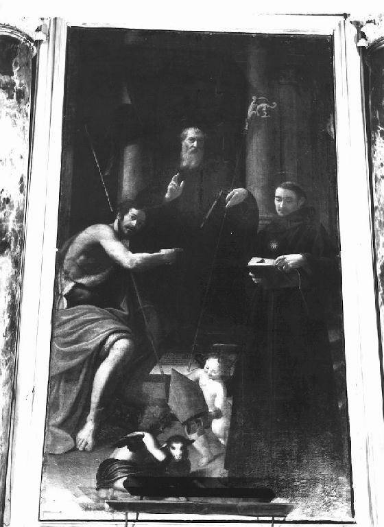 San Benedetto tra San Giovanni Battista e San Ncola da Tolentino (dipinto, opera isolata) di Balli Simone (sec. XVII)
