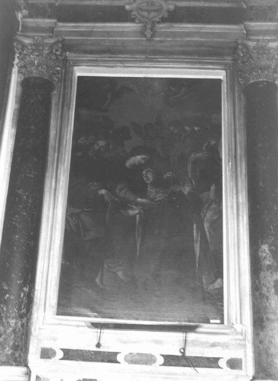 Santa Teresa d'Avila riceve la collana e il mantello dalla Madonna e San Giuseppe (dipinto, opera isolata) di Castello Castellino (attribuito) (primo quarto sec. XVII)
