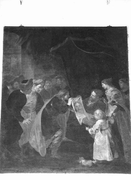 Anania presenta il Santo Volto a Re Abgar infermo (dipinto) di De Ferrari Orazio (metà sec. XVII)
