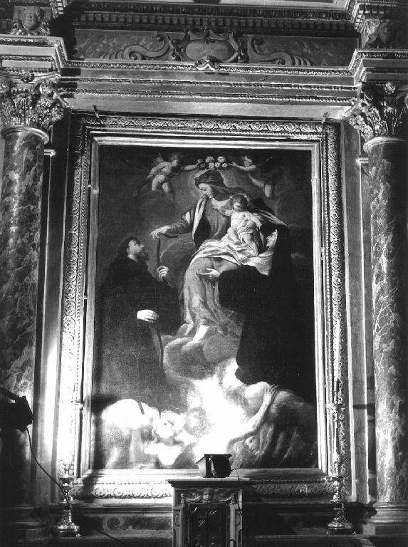 Sant'Agostino riceve dalla Madonna la cintura e santa Monica (dipinto) - ambito ligure (sec. XVII)