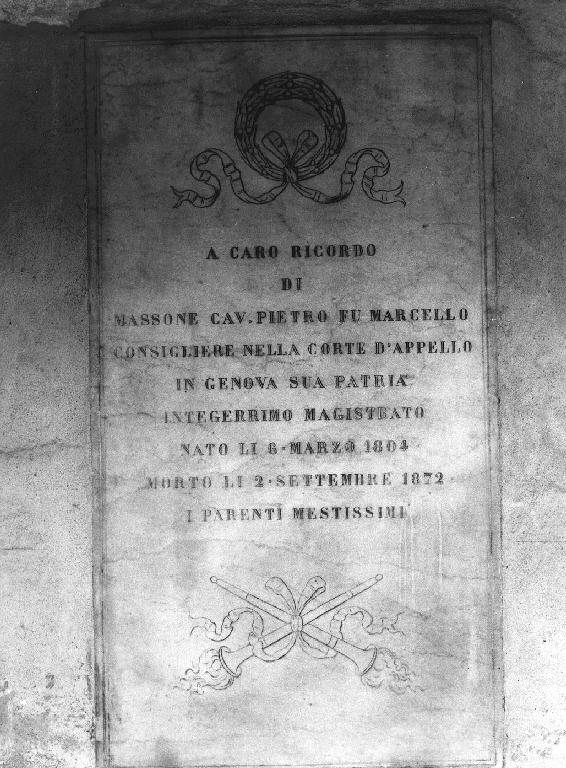 lapide - bottega ligure (seconda metà sec. XIX)