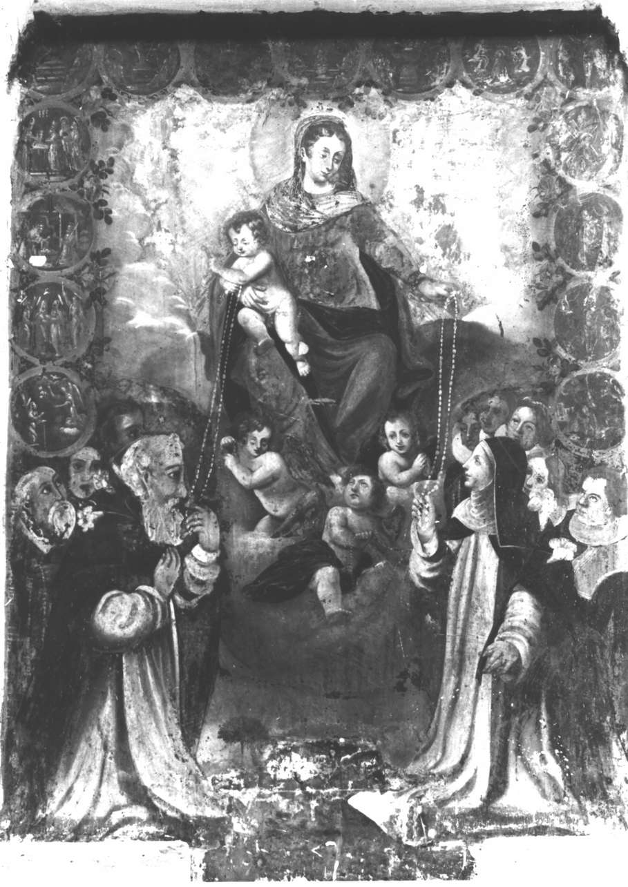 Madonna del Rosario con San Domenico, Santa Caterina da Siena e Santi domenicani (dipinto) - ambito italiano (secc. XVII/ XVIII)