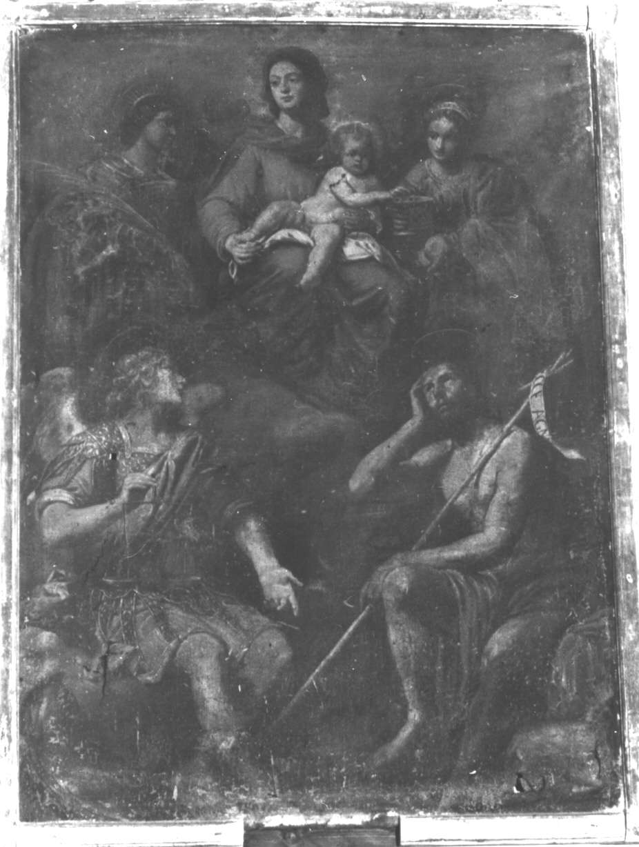 Madonna con Bambino e Santi (dipinto, opera isolata) di Fiasella Domenico detto Sarzana (primo quarto sec. XVII)