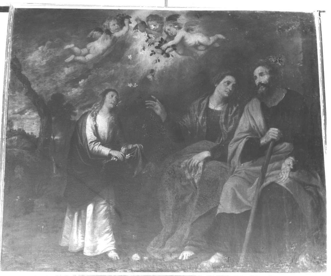 Maria Vergine bambina con Sant'Anna e San Gioacchino (dipinto, opera isolata) di De Ferrari Giovanni Andrea (sec. XVII)