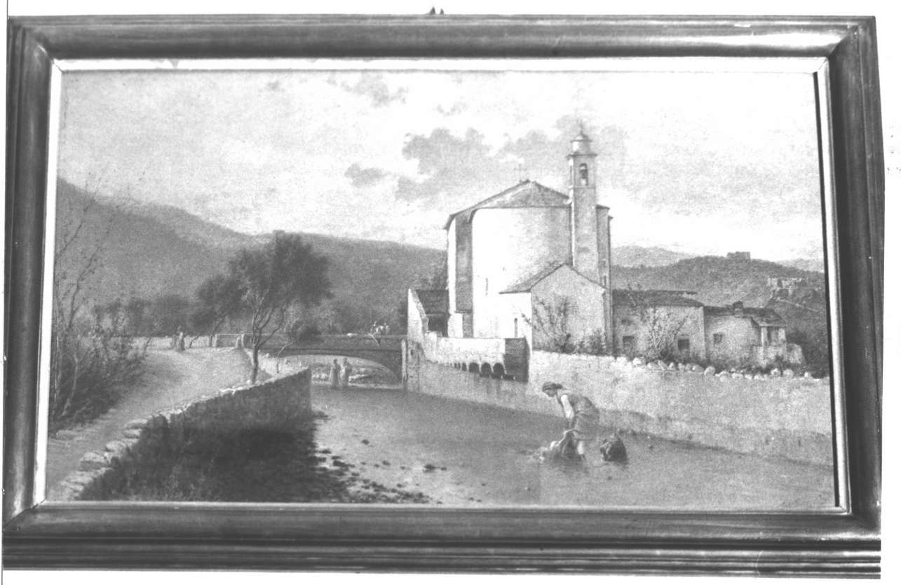 paesaggio con architetture (dipinto, opera isolata) di Fossati Agostino (seconda metà sec. XIX)