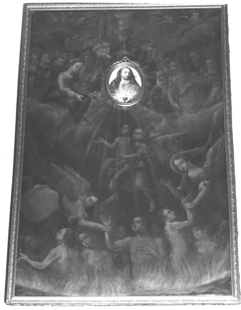 anime del purgatorio che invocano il Sacro Cuore di Gesù (dipinto, opera isolata) - ambito italiano (sec. XVIII)