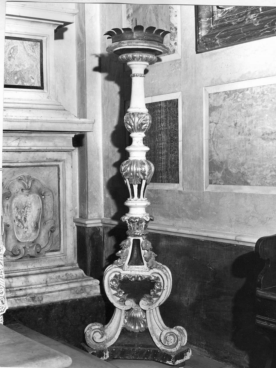 candelabro da chiesa, serie - bottega italiana (secc. XVIII/ XIX)