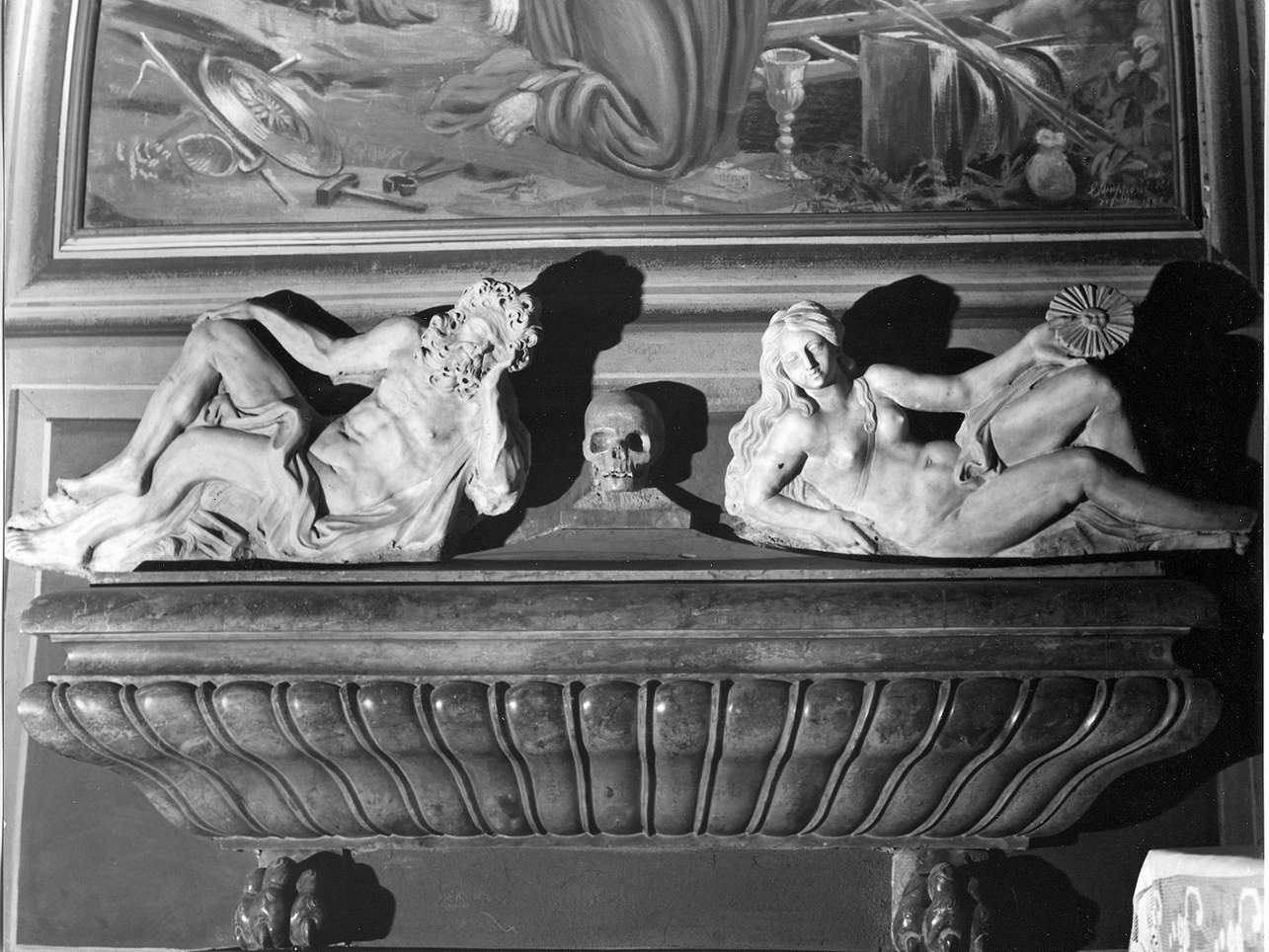allegoria del Tempo/ allegoria della vita (monumento funebre, opera isolata) - bottega italiana (sec. XVII)
