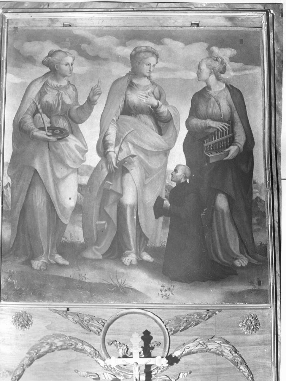 Santa Lucia, Santa Caterina d'Alessandria e Santa Cecilia (dipinto, opera isolata) - ambito toscano (prima metà sec. XVI)