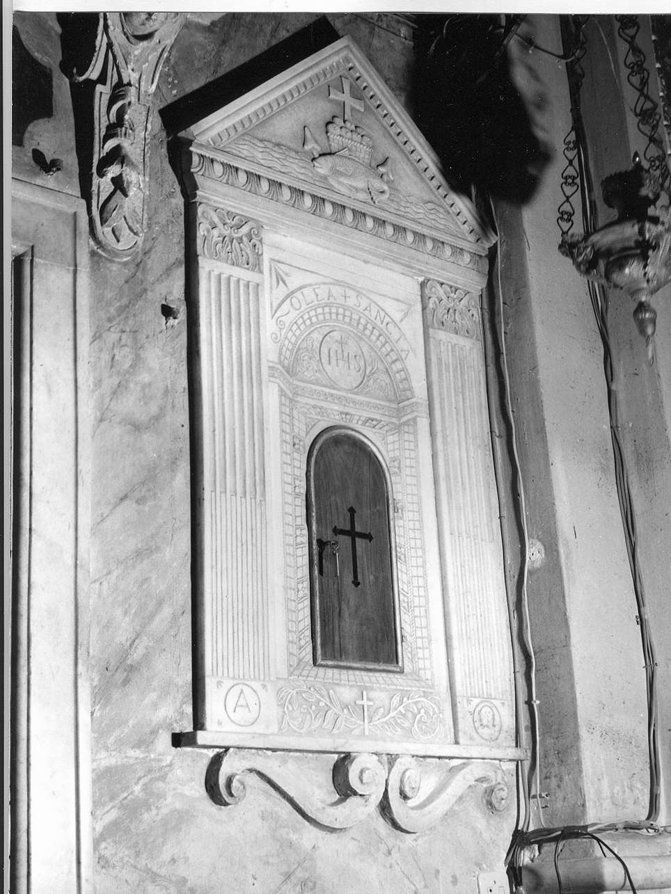 simboli eucaristici (armadietto per oli santi, opera isolata) - bottega italiana (secc. XVIII/ XIX)