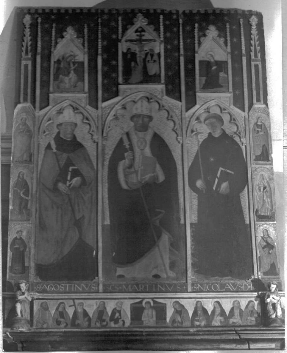Sant'Agostino, San Martino e San Nicola da Tolentino (trittico, opera isolata) - ambito toscano (ultimo quarto sec. XV)