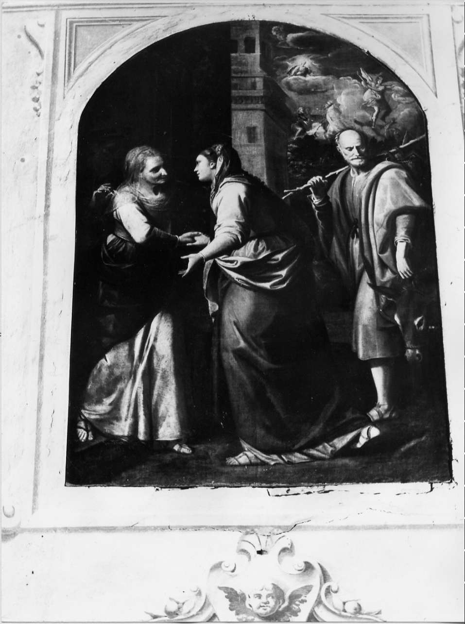visitazione (dipinto, opera isolata) di Fiasella Domenico detto Sarzana (primo quarto sec. XVII)