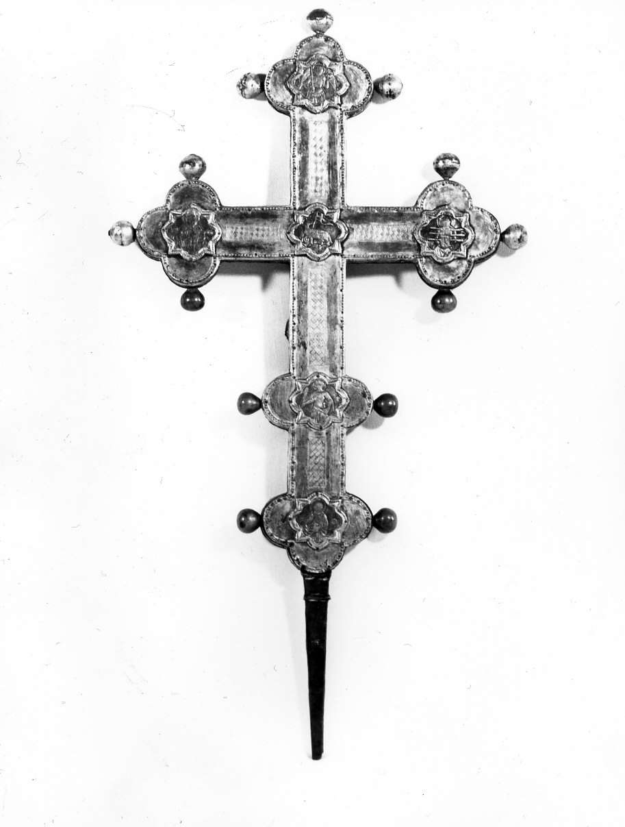 croce processionale, opera isolata - bottega senese (secc. XIV/ XV)