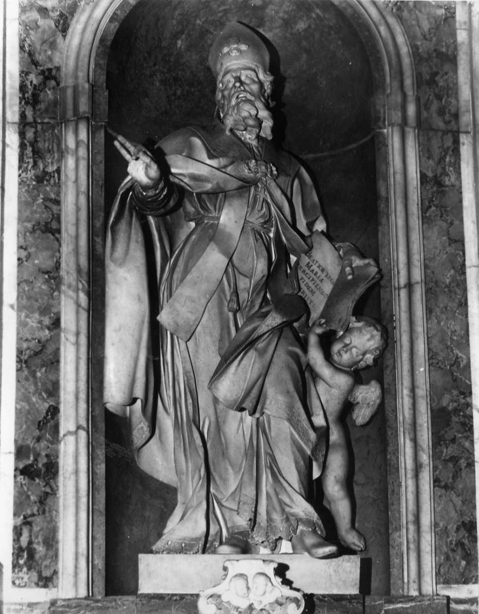 Sant'Agostino (scultura, elemento d'insieme) di Guidi Domenico (seconda metà sec. XVII)