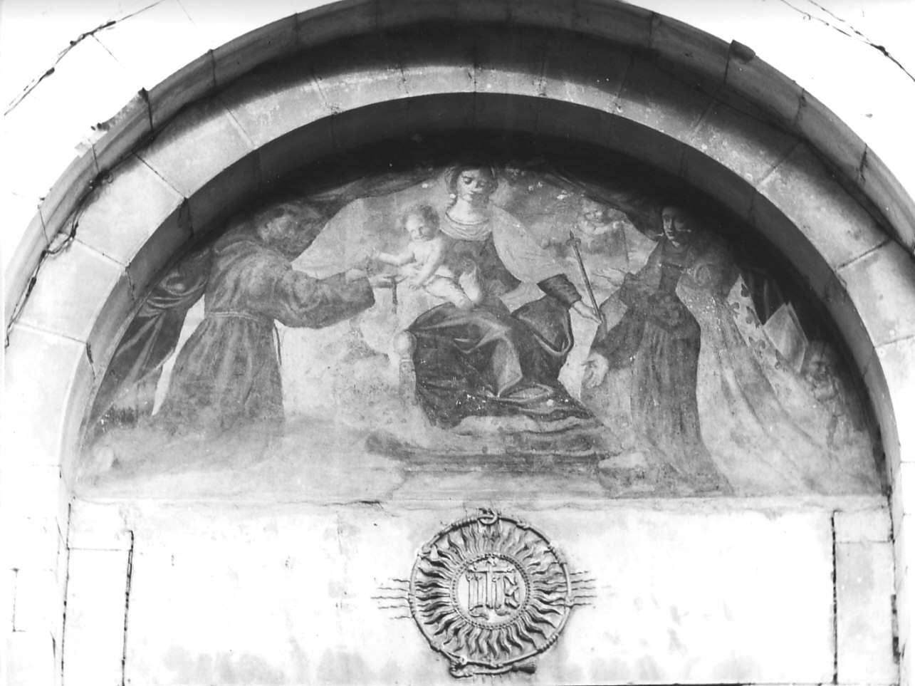 Madonna con Bambino tra San Francesco e San Bonaventura (dipinto, opera isolata) di Fiasella Domenico detto Sarzana (maniera) (sec. XVII)