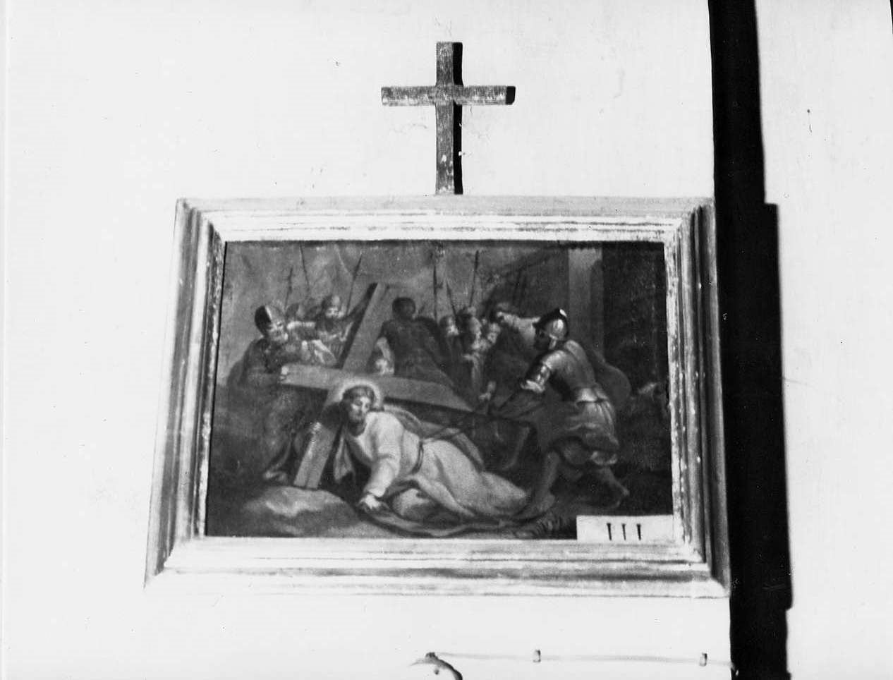 stazione VII: Gesù cade sotto la croce la seconda volta (dipinto, elemento d'insieme) - ambito ligure (sec. XVIII)