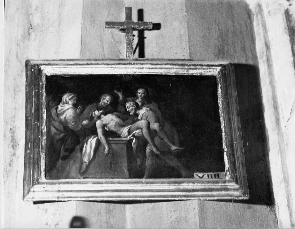 stazione XIV: Gesù deposto nel sepolcro (dipinto, elemento d'insieme) - ambito ligure (sec. XVIII)