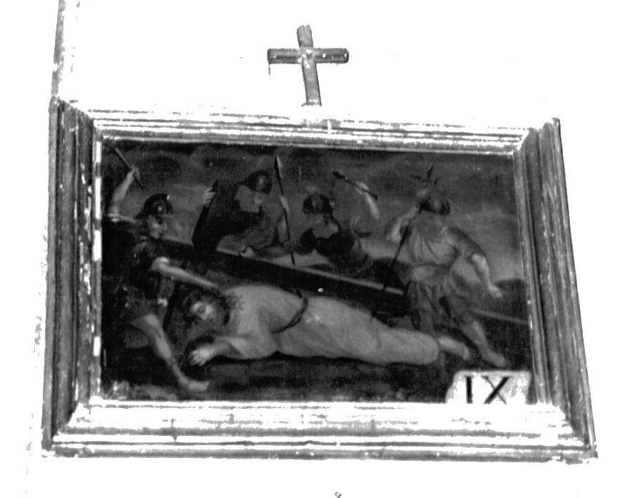 stazione IX: Gesù cade sotto la croce la terza volta (dipinto, elemento d'insieme) - ambito italiano (secc. XVIII/ XIX)