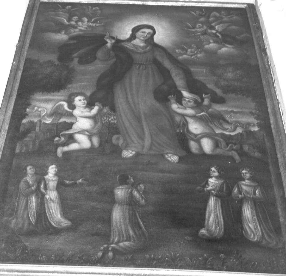 Madonna con personaggi che implorano il suo aiuto (dipinto, opera isolata) - ambito italiano (sec. XVII)