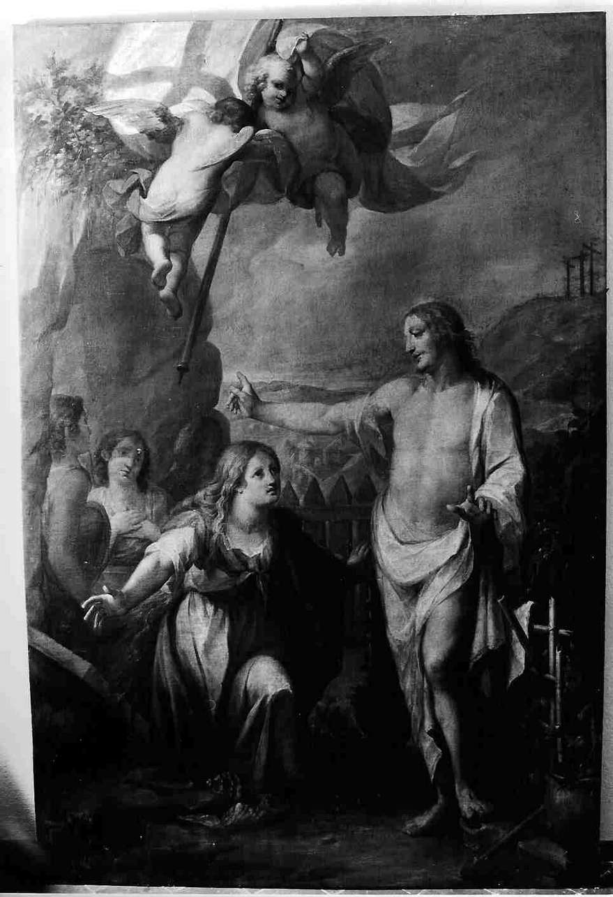 Cristo risorto tra angeli e santi (dipinto, opera isolata) - ambito italiano (fine sec. XVII)