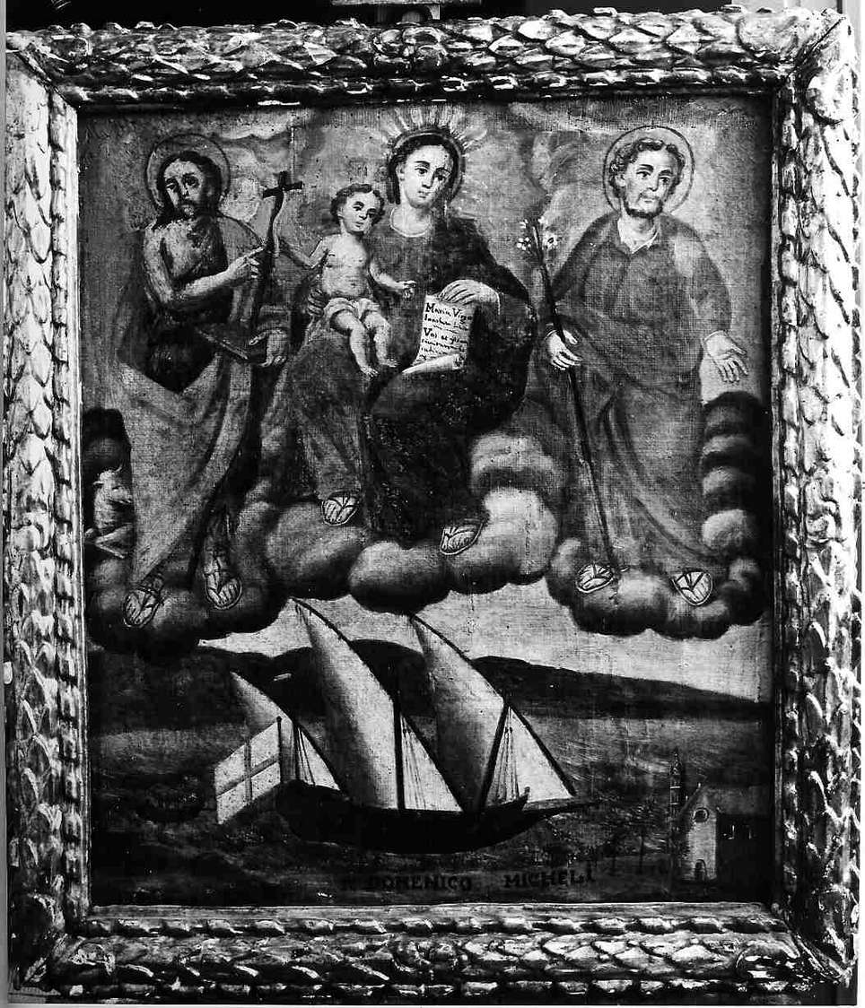 Madonna con Bambino con San Giovanni Battista e San Giuseppe (dipinto, opera isolata) - ambito italiano (sec. XVIII)