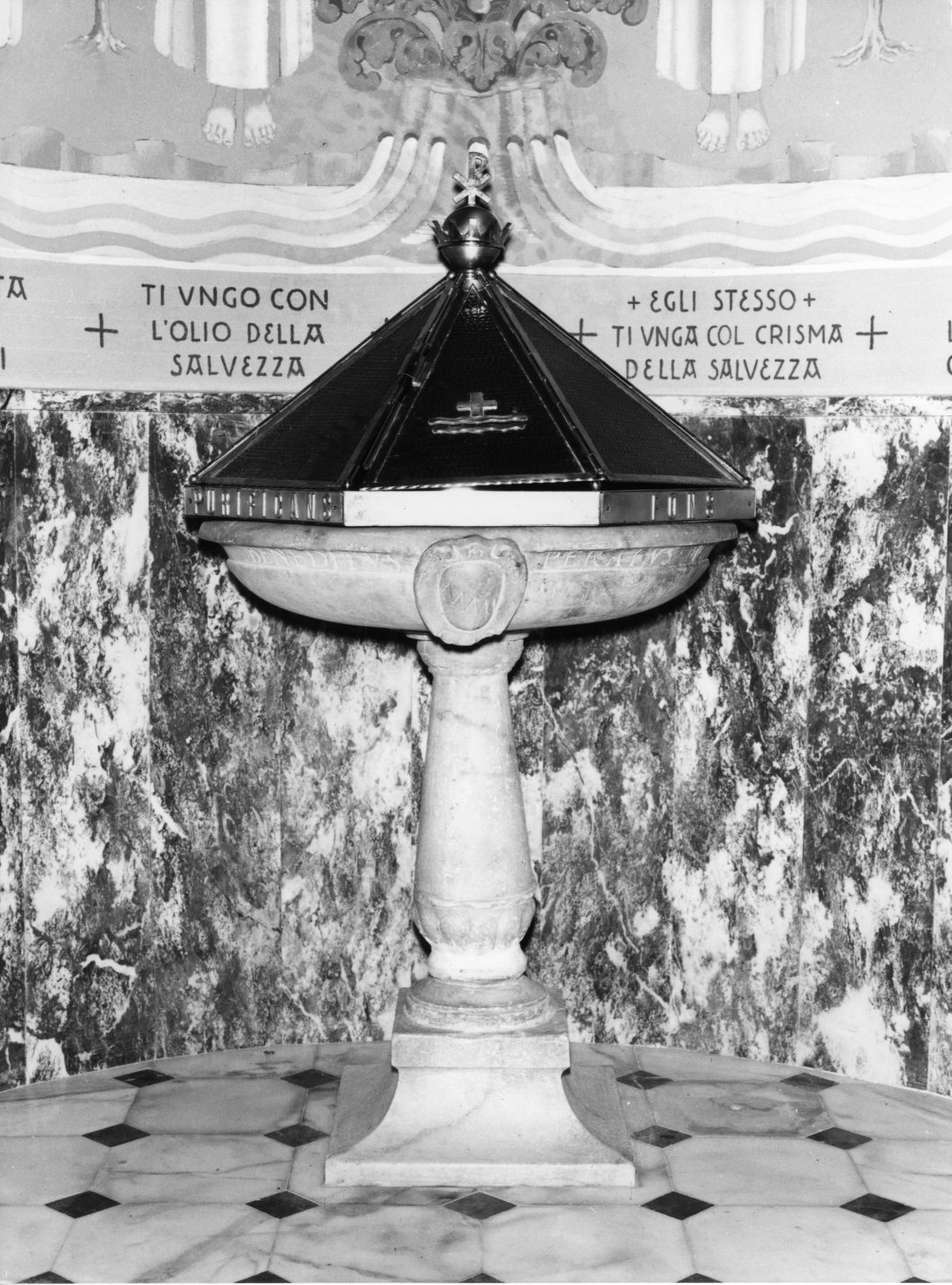 fonte battesimale - a fusto, opera isolata - bottega italiana (fine sec. XVI)