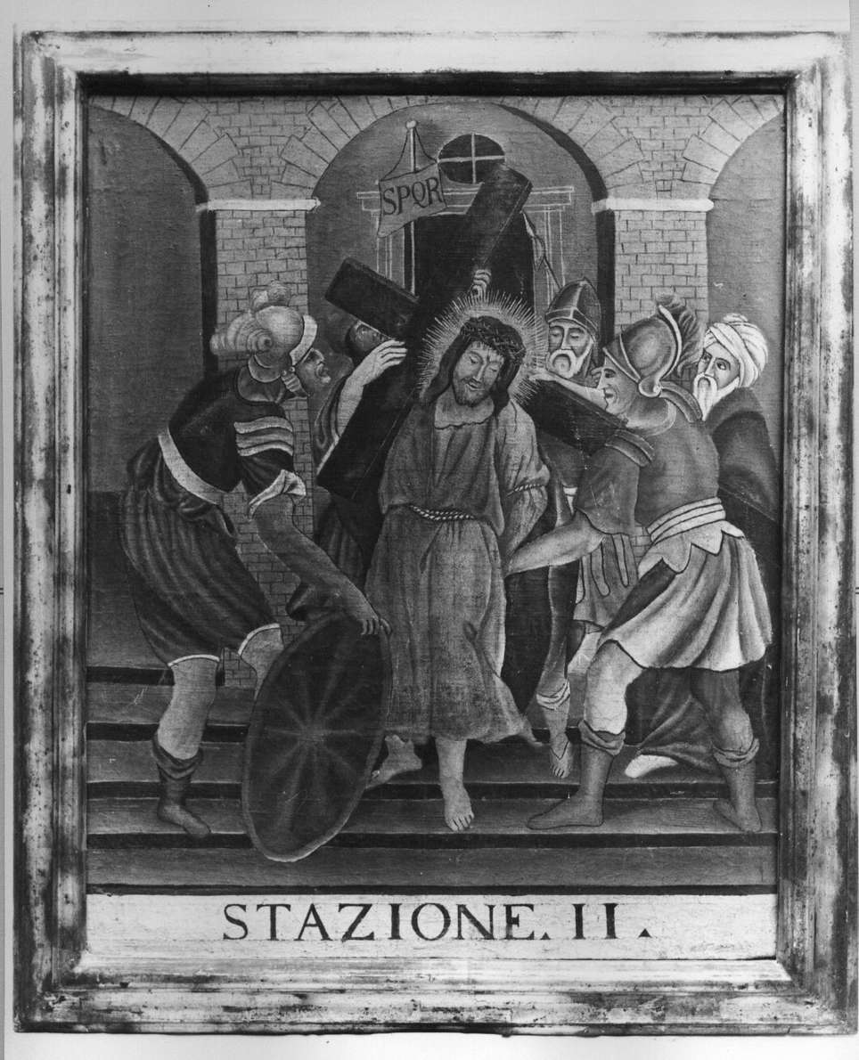 stazione II: Gesù caricato della croce (Via Crucis, ciclo) di Carrettonus Dionisius (sec. XVIII)