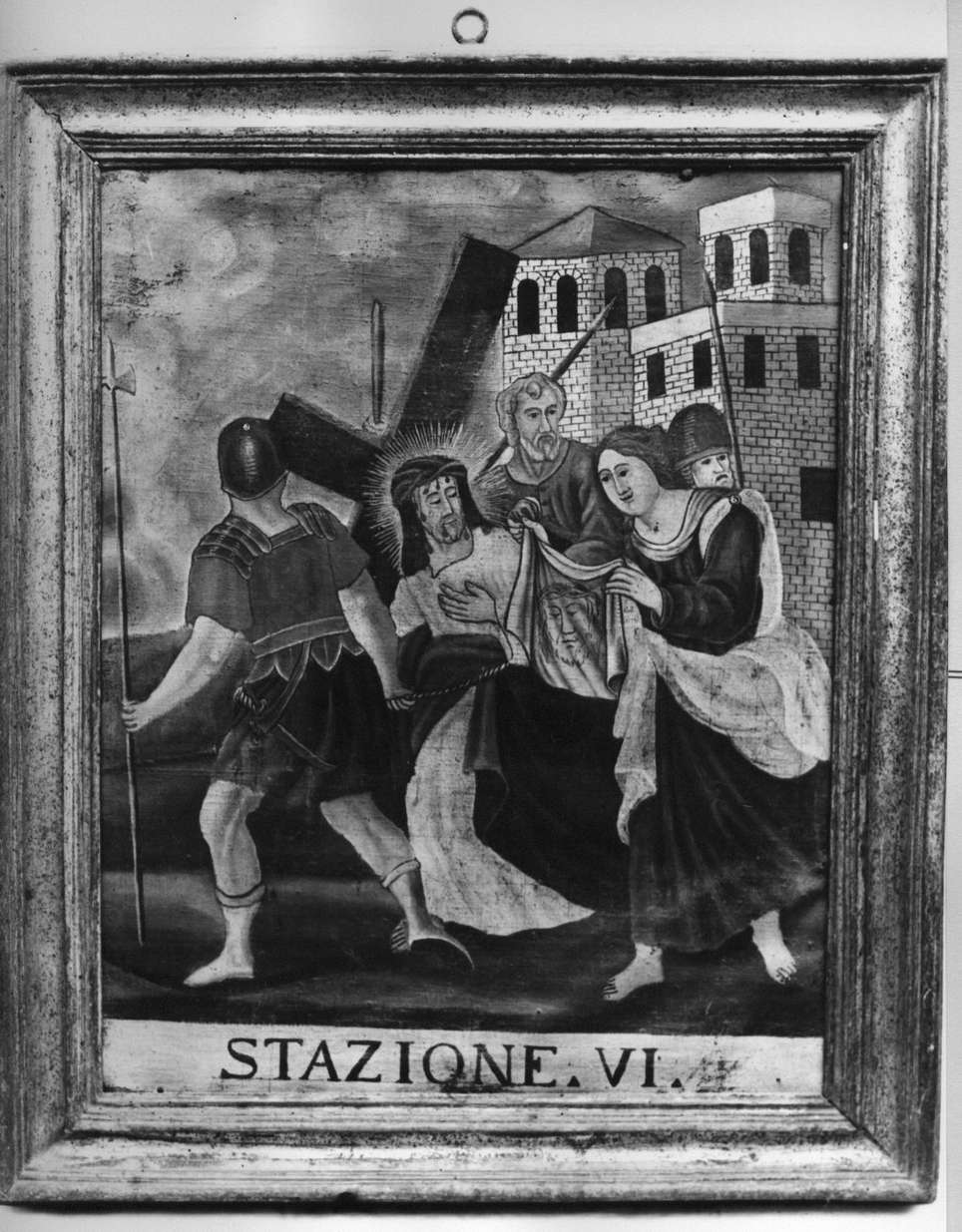 stazione VI: Gesù asciugato dalla Veronica (Via Crucis, ciclo) di Carrettonus Dionisius (sec. XVIII)