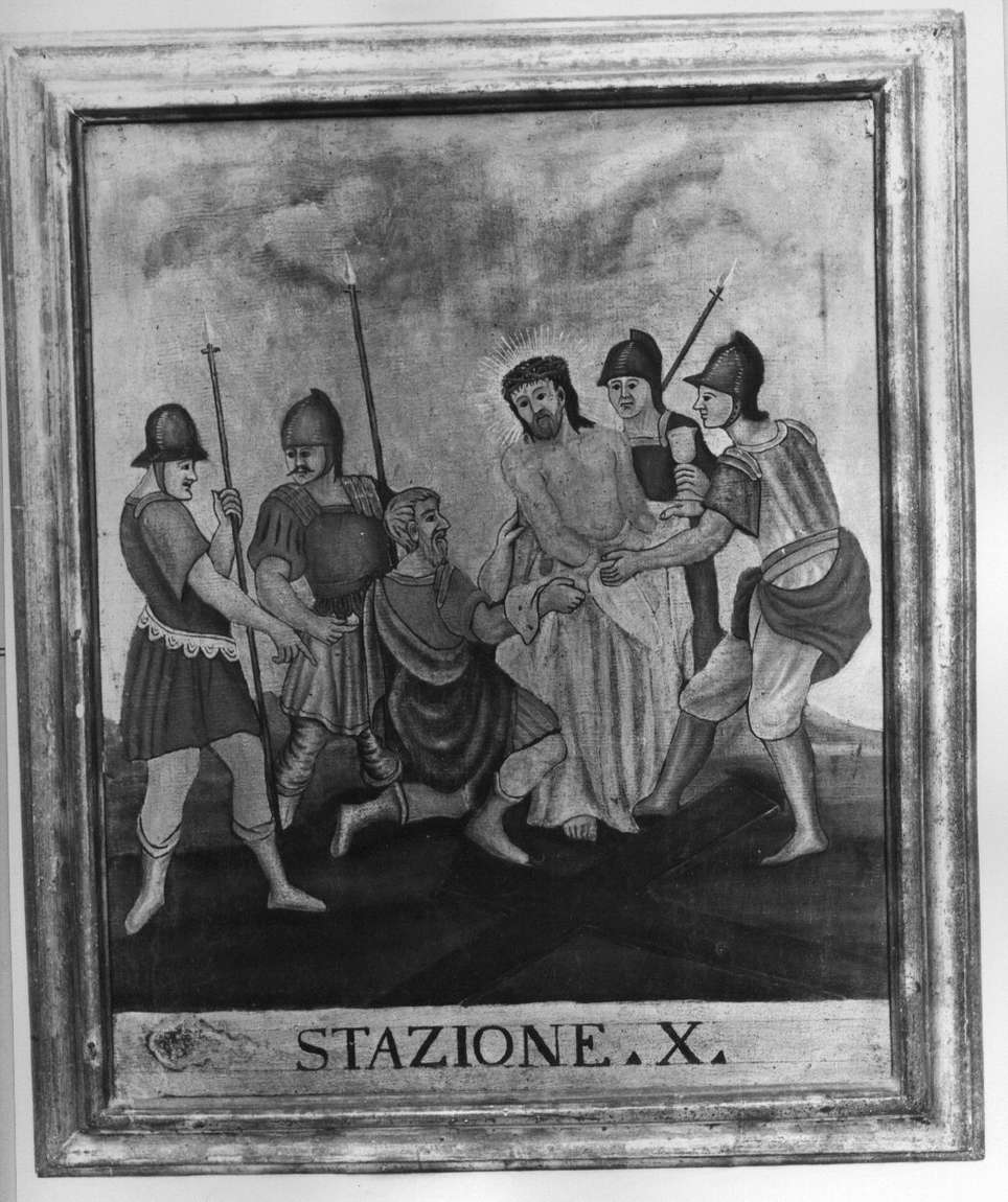 stazione X: Gesù spogliato e abbeverato di fiele (Via Crucis, ciclo) di Carrettonus Dionisius (sec. XVIII)