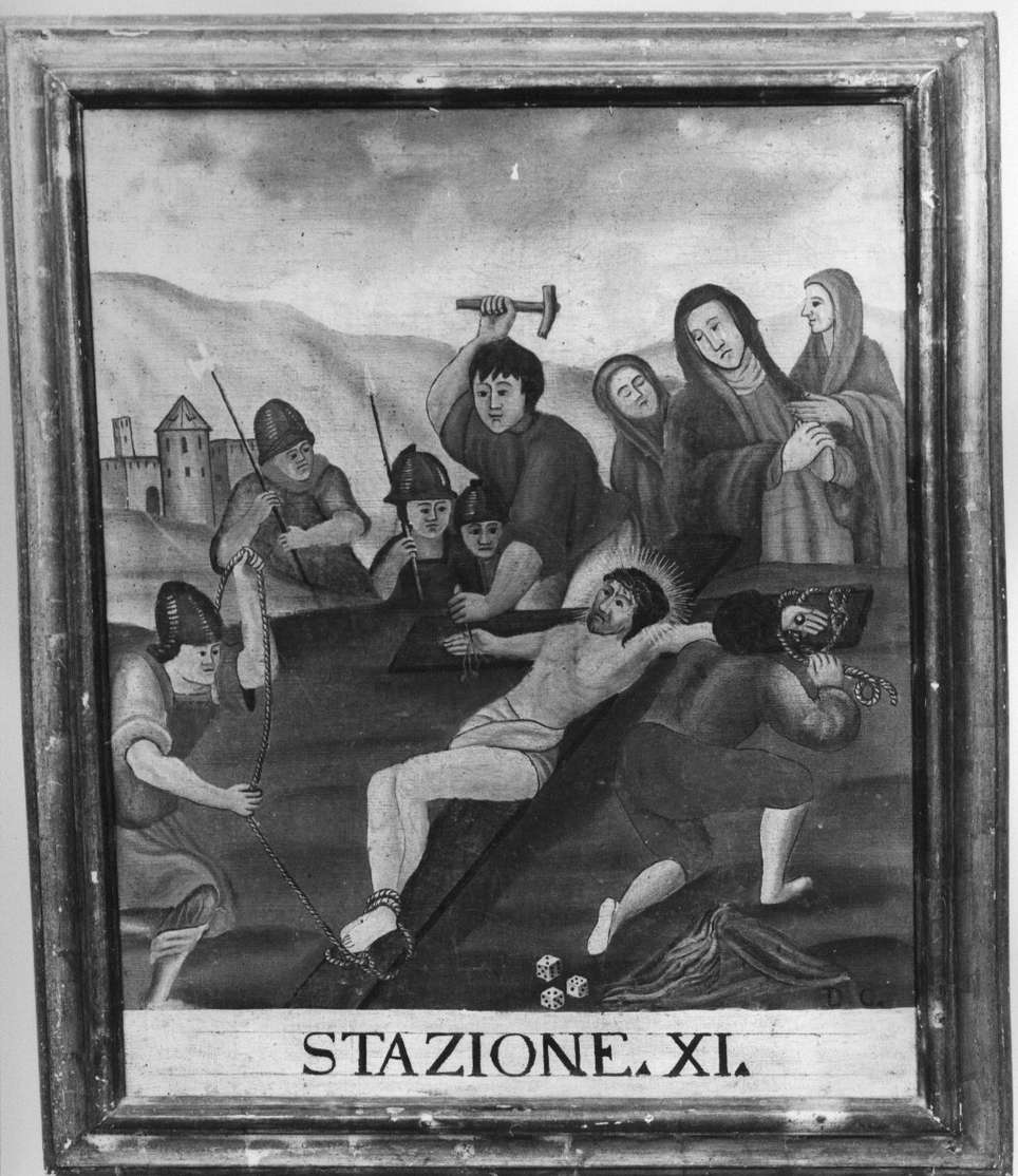 stazione XI: Gesù inchiodato alla croce (Via Crucis, ciclo) di Carrettonus Dionisius (sec. XVIII)