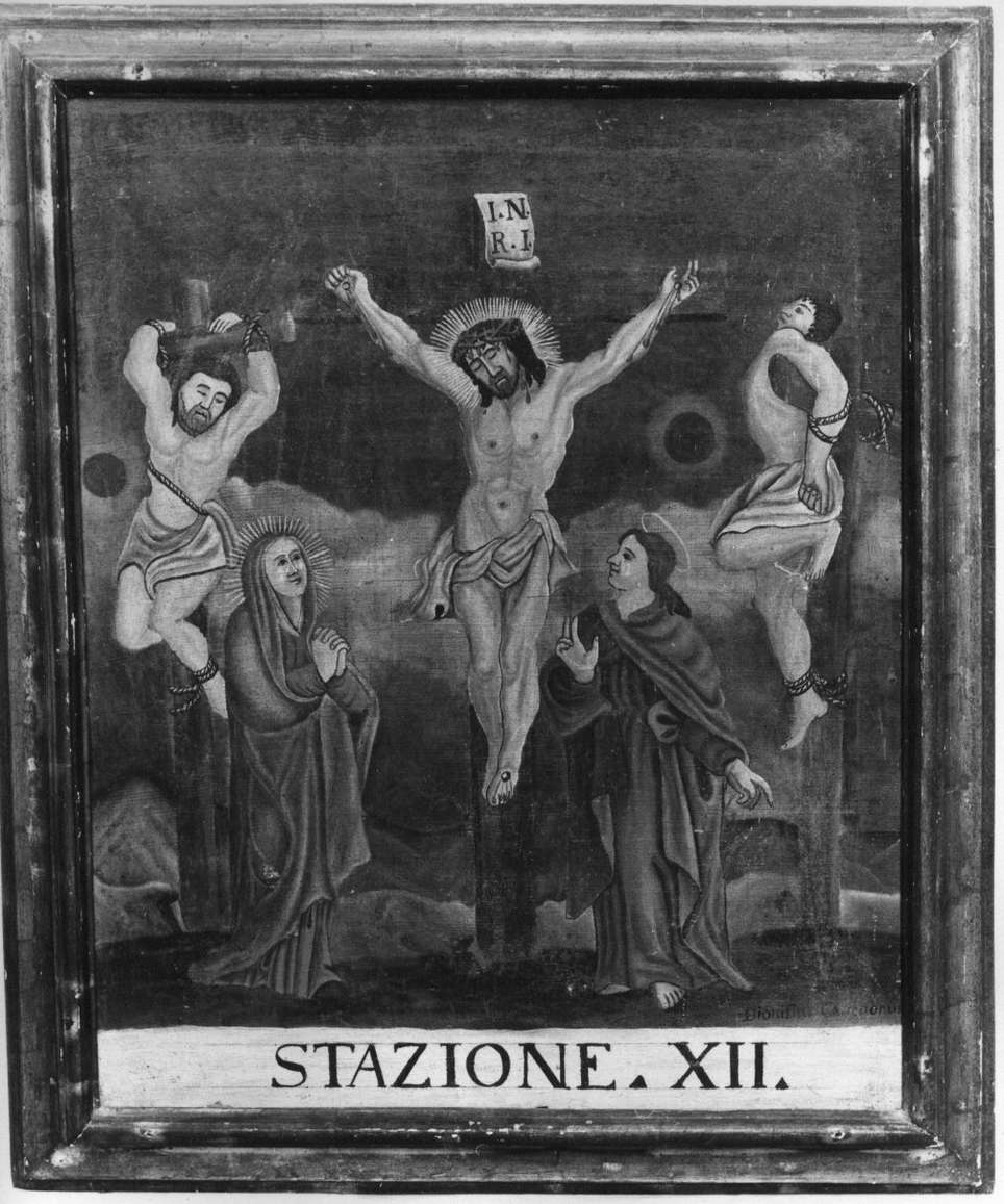 stazione XII: Gesù innalzato e morto in croce (Via Crucis, ciclo) di Carrettonus Dionisius (sec. XVIII)